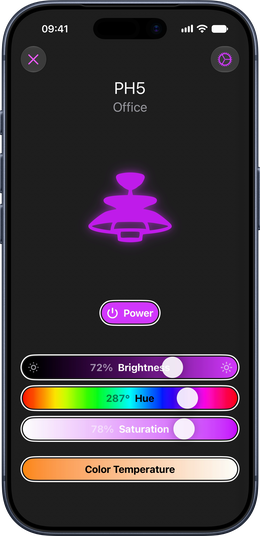 The lamp screenshot on an iPhone held upright, seen head on